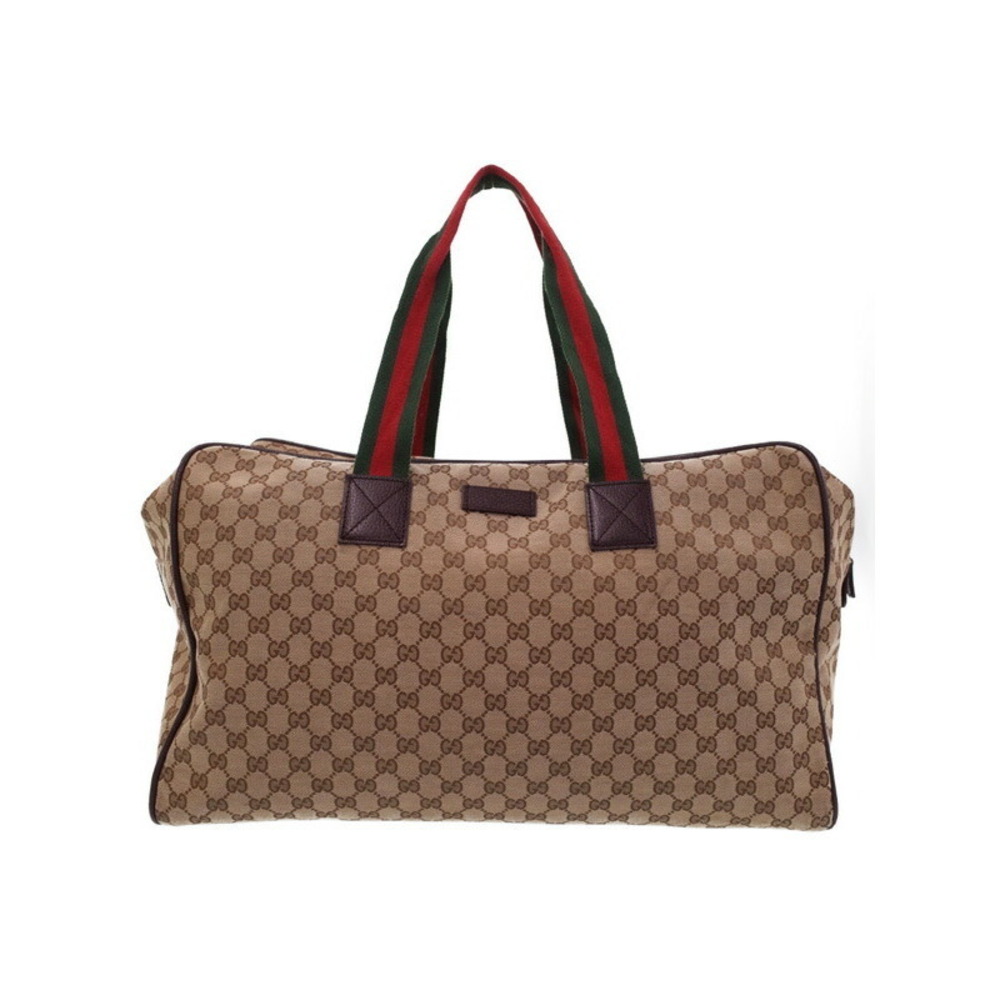 Gucci Beige Ebony GG Canvas Carryall Duffle Bag